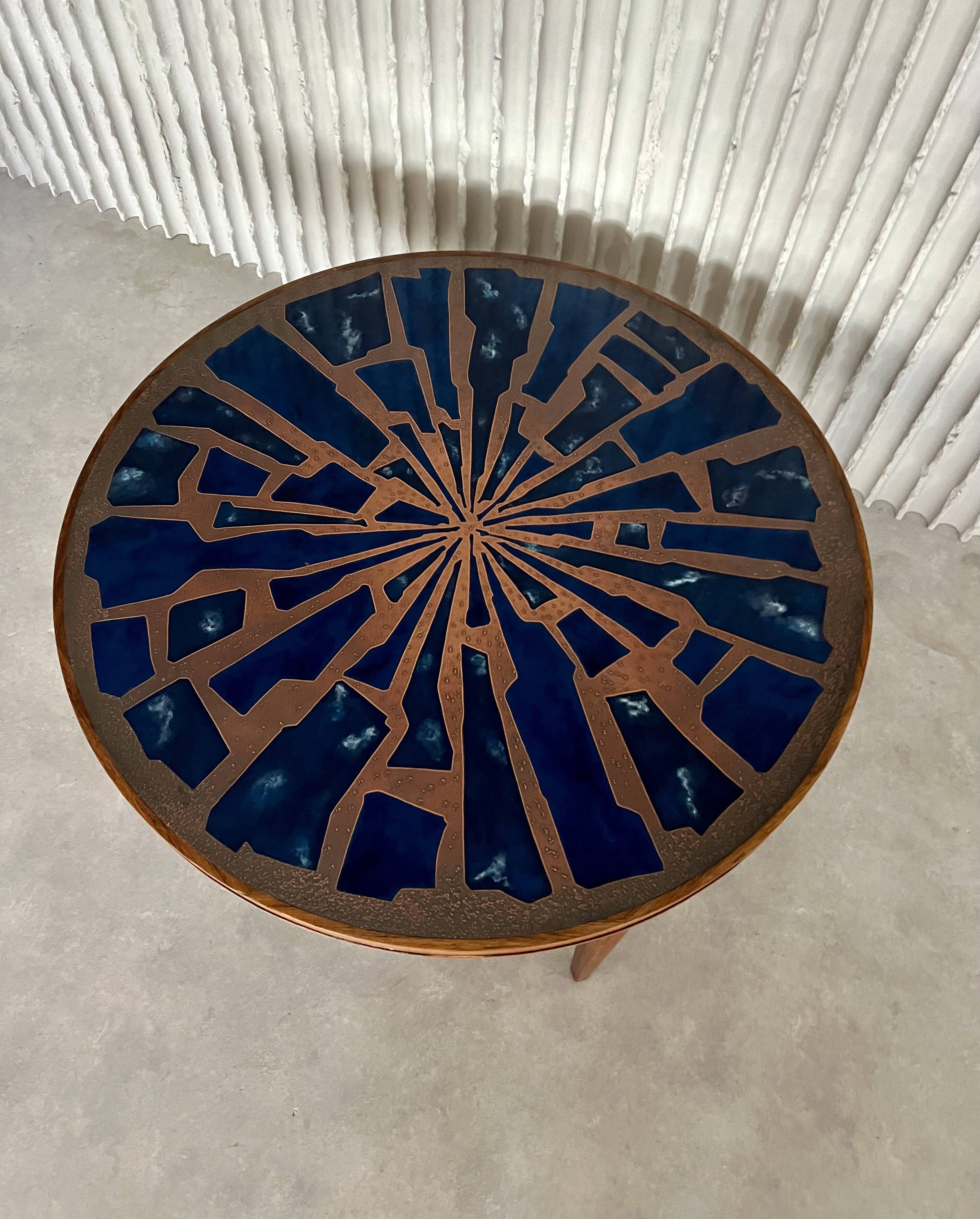 Rare enamel & copper coffee table