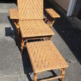 Rattan garden deckchair half XXth