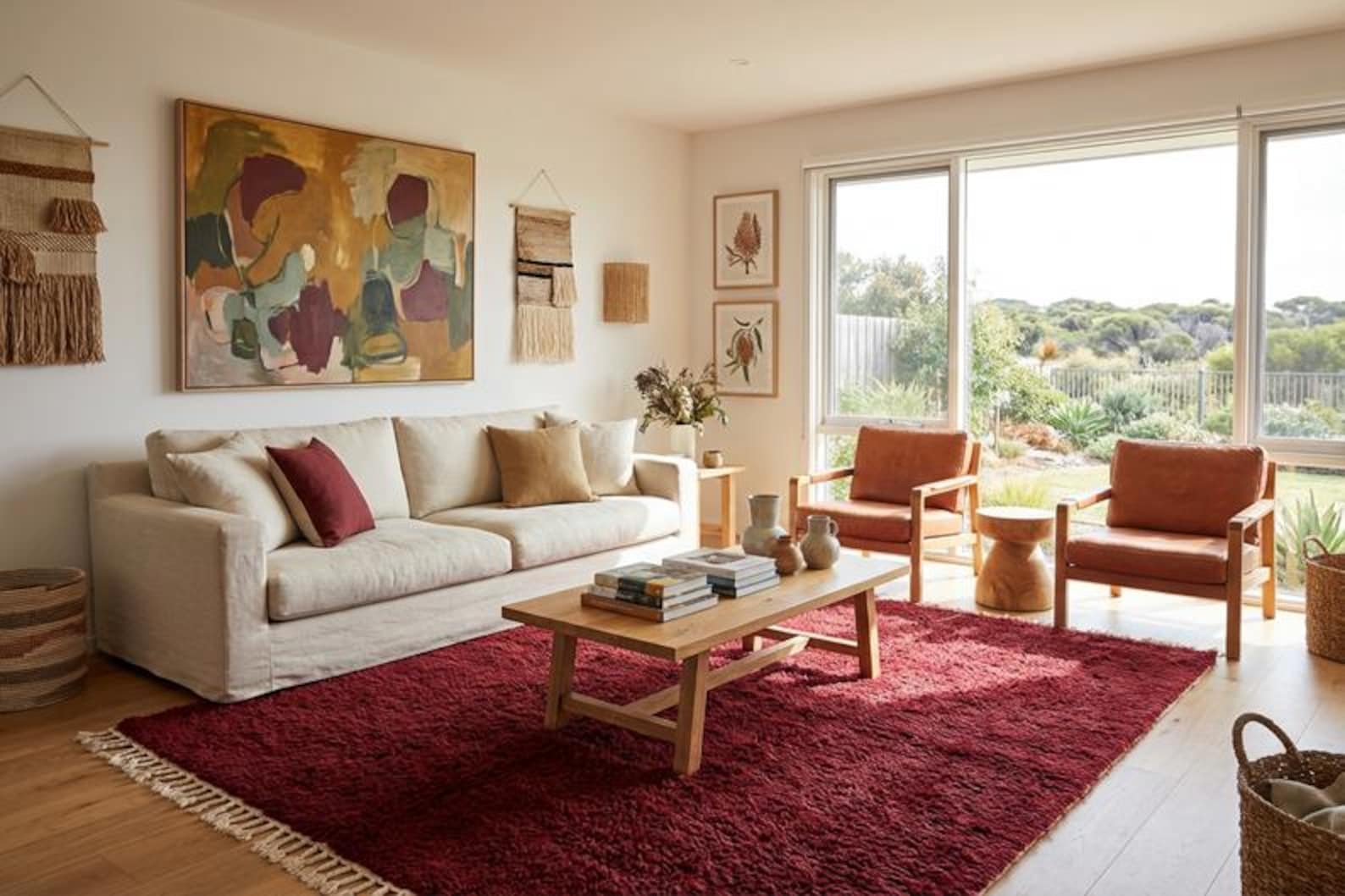 Tapis berbère artisanal bordeaux 200/300cm