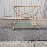 Vintage golden and glass kitchen trolley