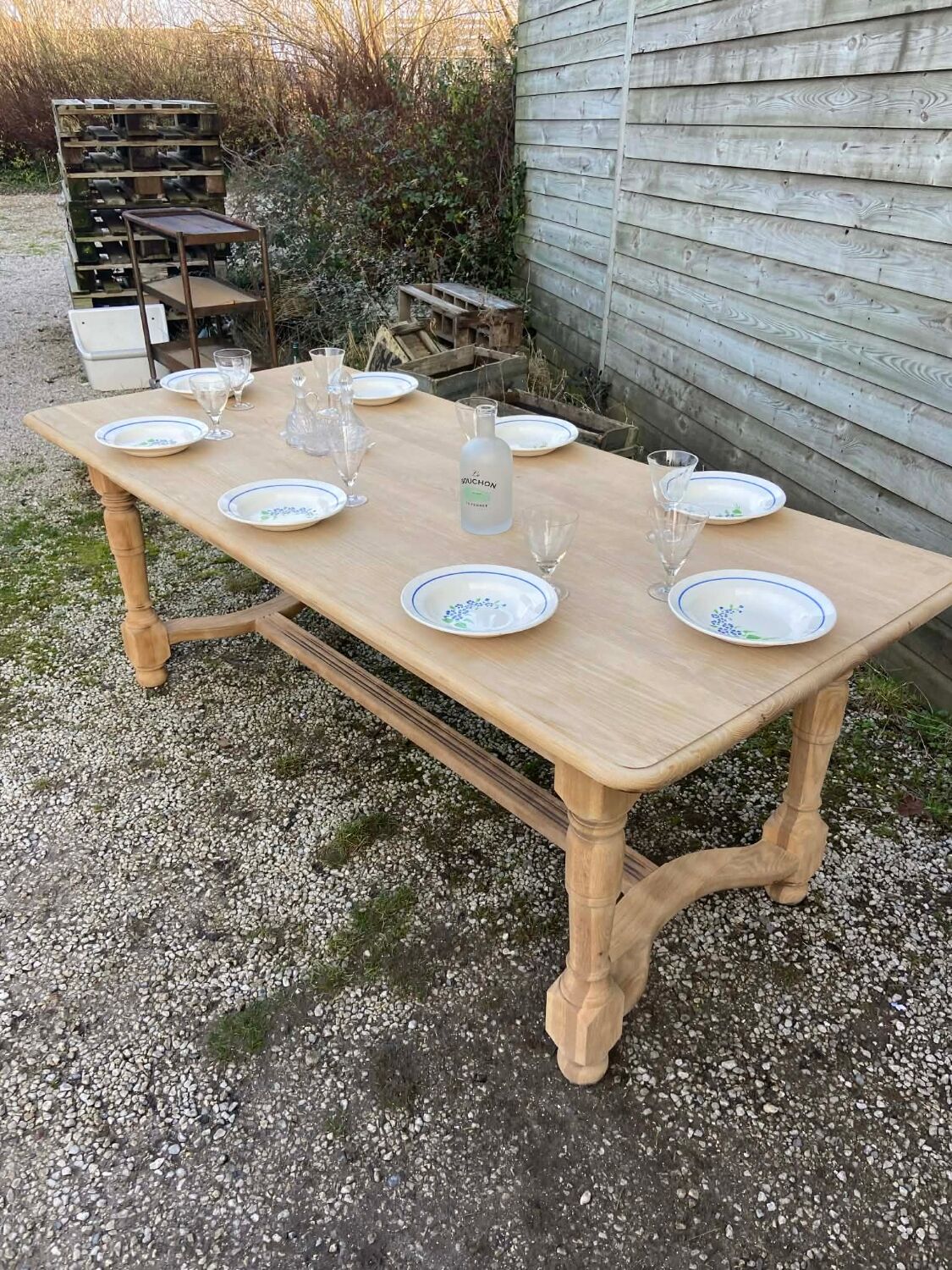 Raw wood dining table