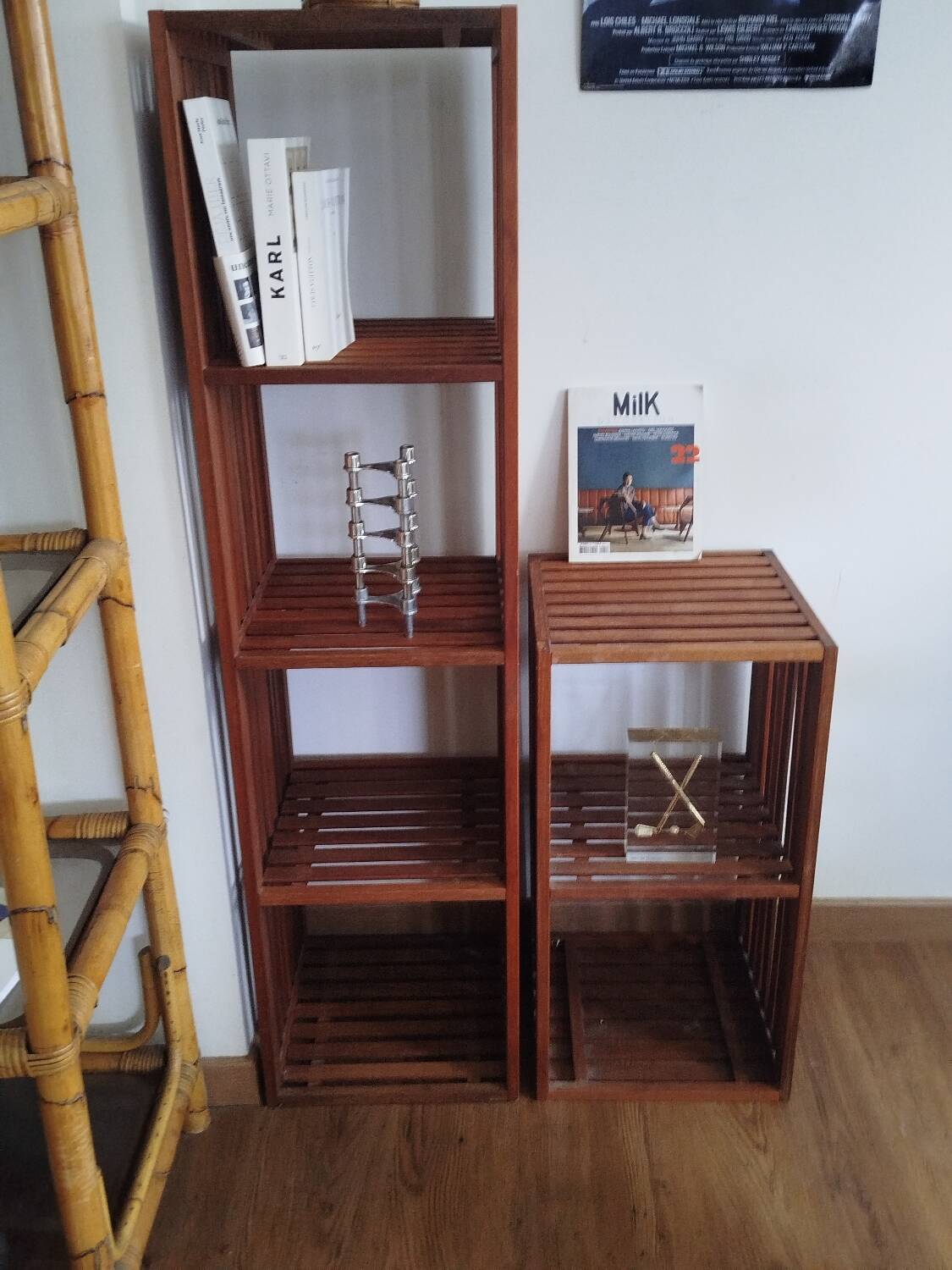 Lovely pair of vintage teak shelves, 1970s