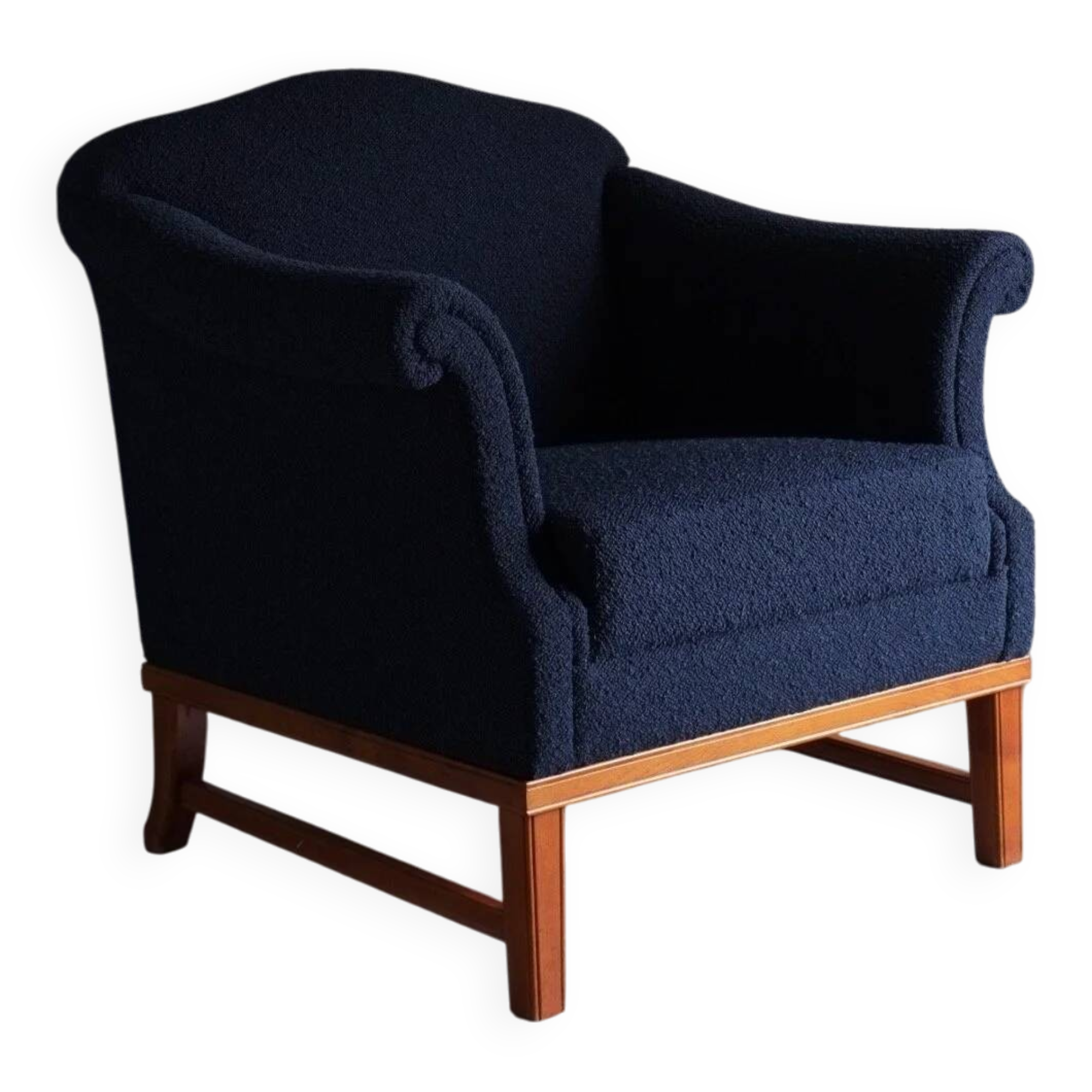 Navy boucle lounge chair | Sweden | 1940s