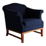 Navy boucle lounge chair | Sweden | 1940s