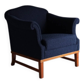 Fauteuil lounge en boucle bleu marine | Suède | Années 1940
