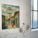 Toile huile paysage ruelle 60x80cm