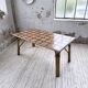 1950s rattan table with ceramic top