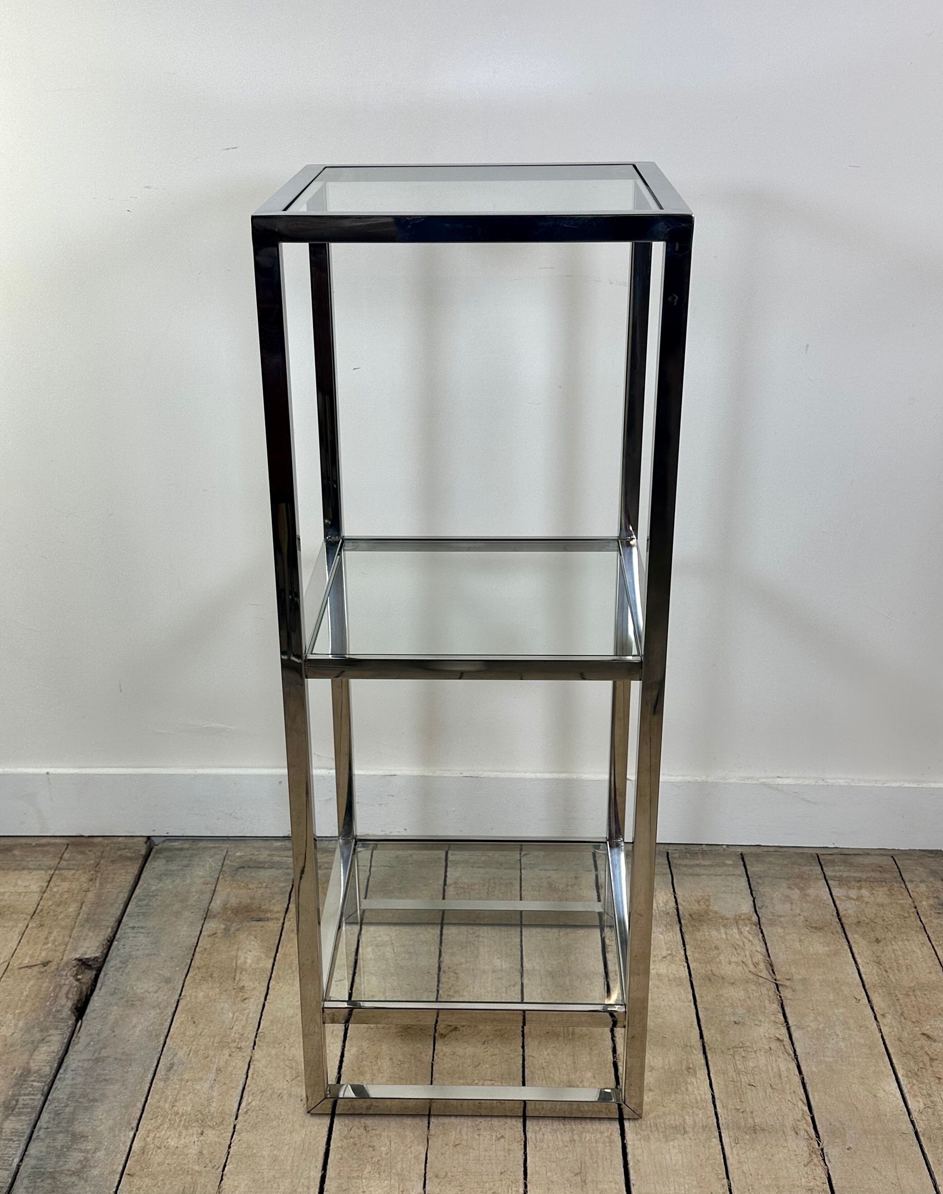 Chrome and glass occasional shelf unit 2000s