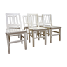 Series of 6 vintage chairs in white painted wood