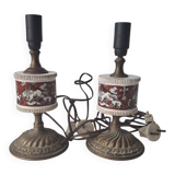 Pair of vintage brass/ceramic lamps