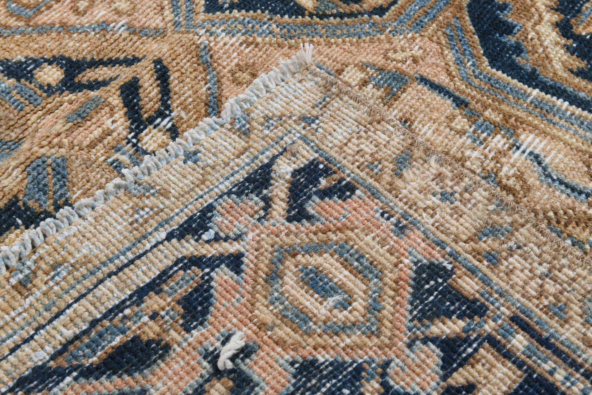 Vintage Cream & Navy Blue Persian Rug, 213x298Cm