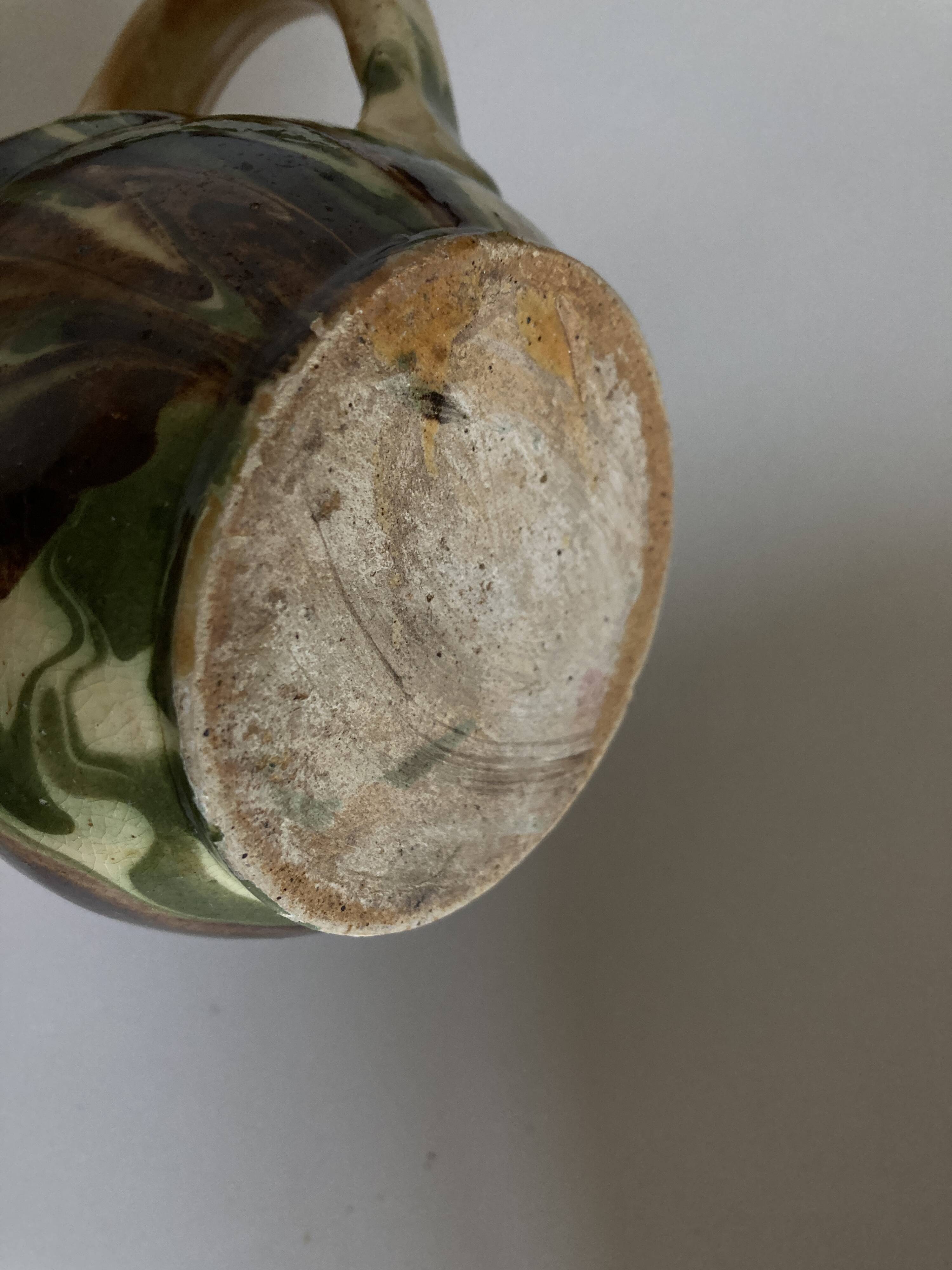 Glazed earthenware jug mixed clays Provence 1960