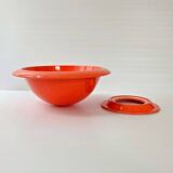 Vintage 1970 salad bowl in orange plastic 70s space age on removable base