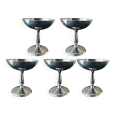 Série de 5 coupes à dessert modernistes en inox lourd – Dans le goût d