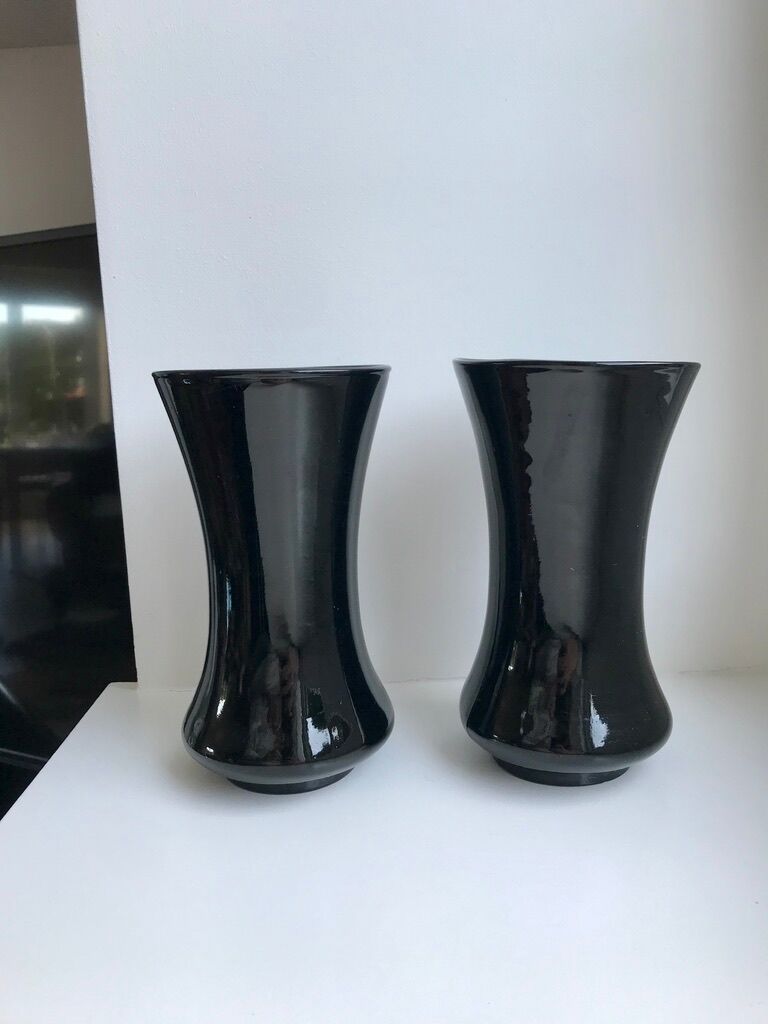 pair of black opaline vases early twentieth century