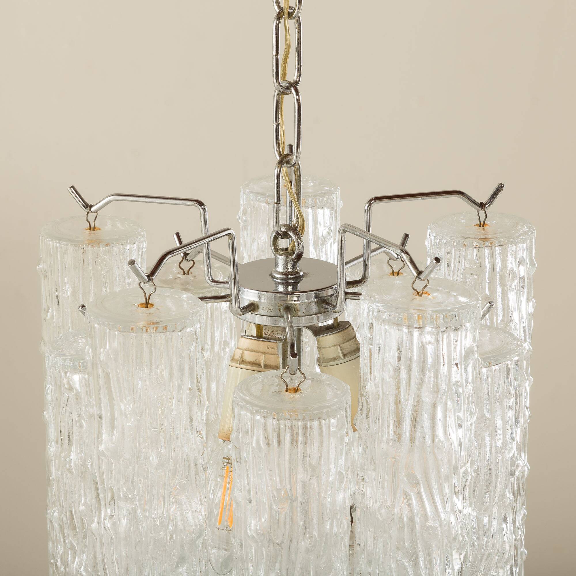 Chandelier en verre Tronchi de Venini, années 1970