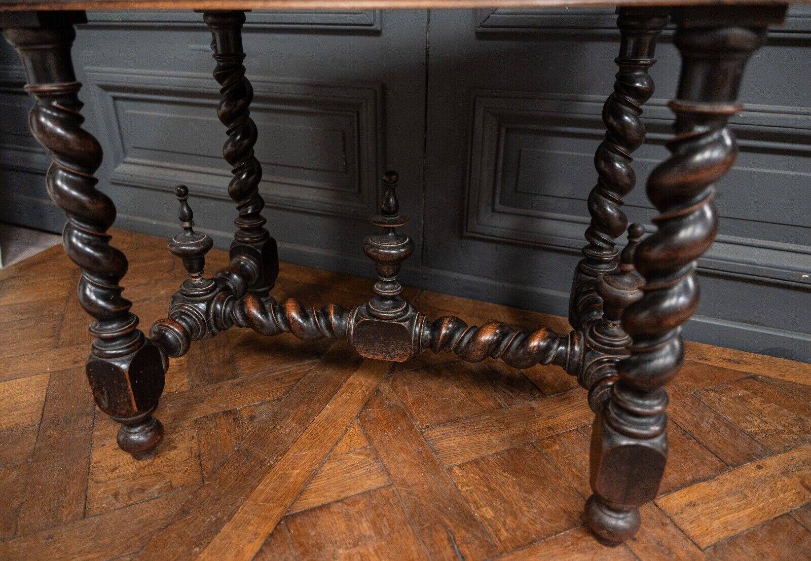 Louis XIII style blackened walnut desk, late 19th century, turned legs, one drawer