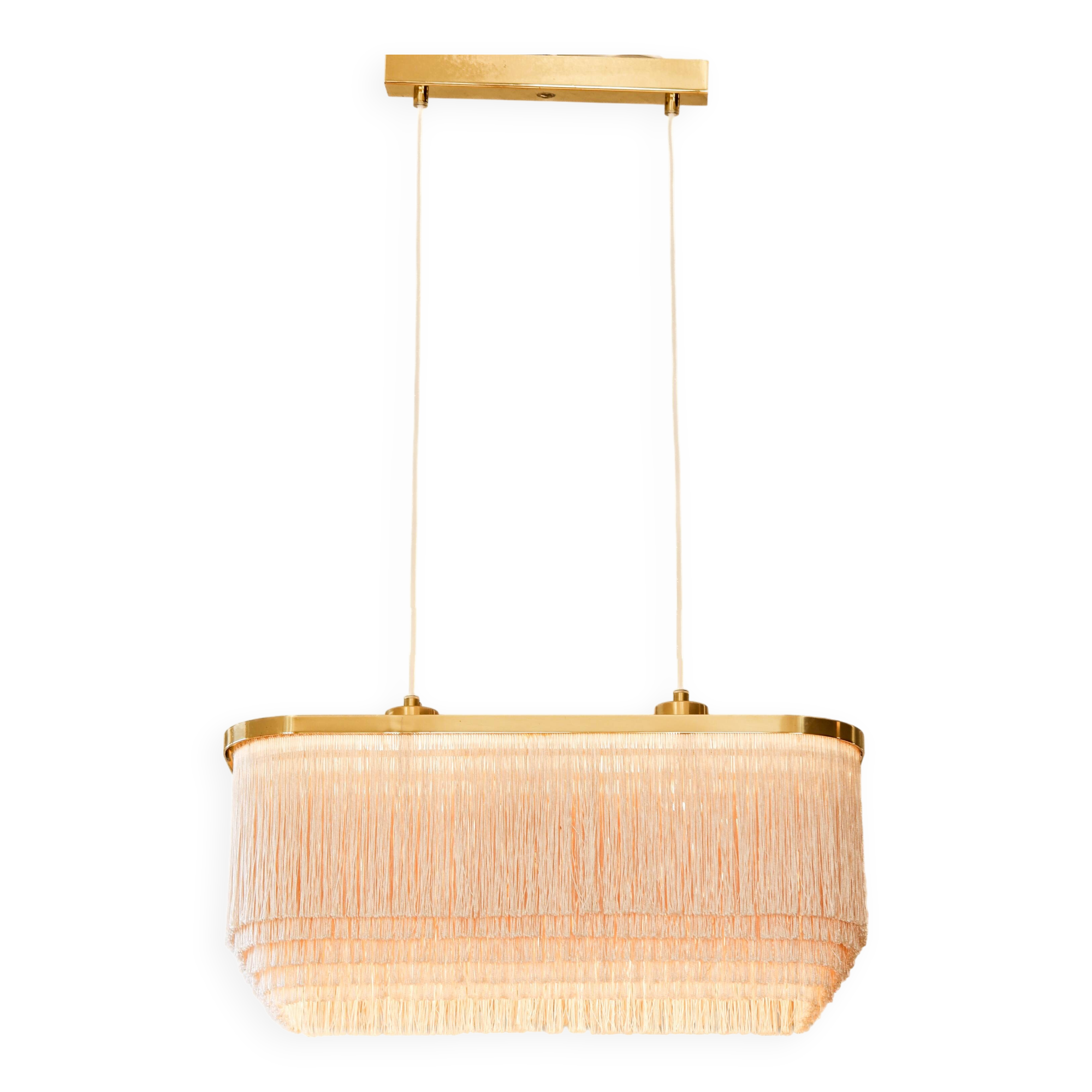 Hans Agne Jakobsson Silk fringe & brass pendant model T607, circa 1960.