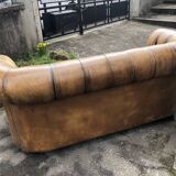 2-seater Chesterfield sofa in tan leather