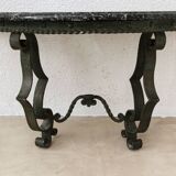 Wrought iron and marble wall console