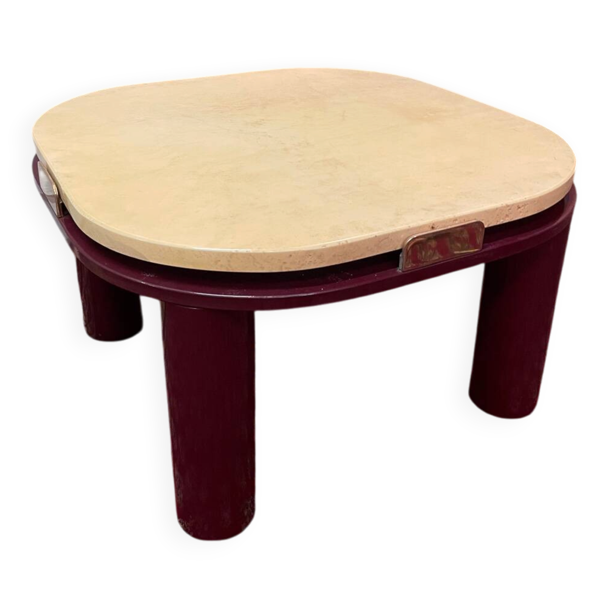 Coffee table end of sofa travertine design Roche Bobois