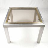 Suite of 5 coffee tables in chrome metal, brass, smoked glass. around 1970