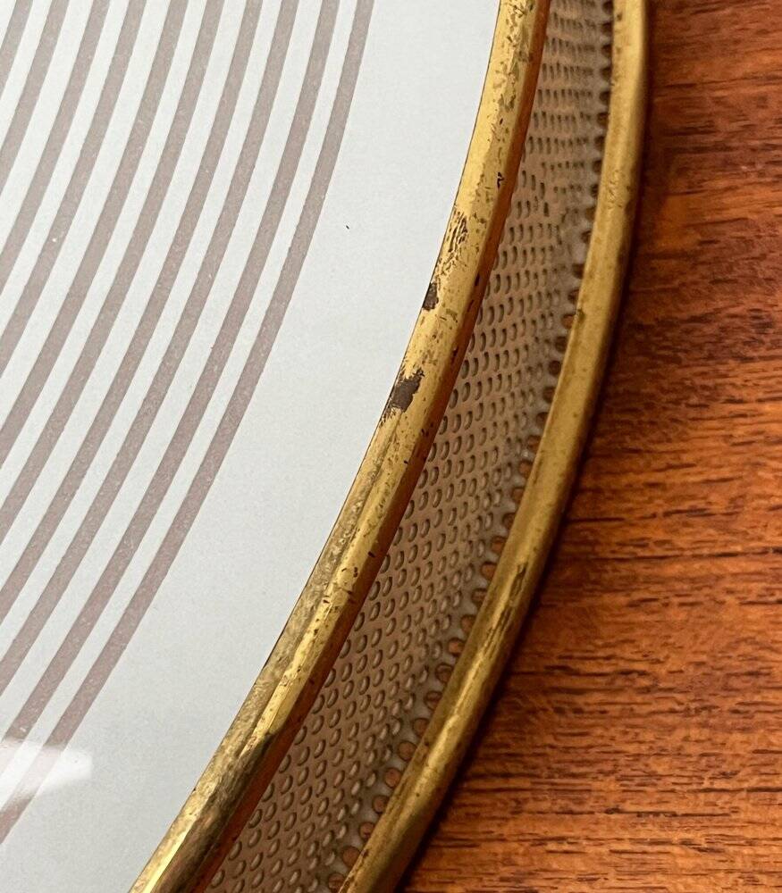 Metal ceiling pendant lamp, made of glass and metal, German mid-century modern style, 1960s.