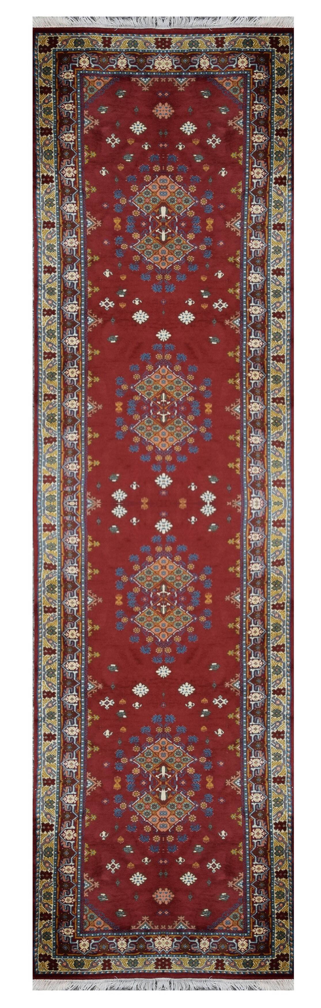 Large Handmade Kairouan Runner Rug: 0.89 X 3.80 Meters