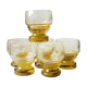 6 old art deco yellow cut glass liqueur glasses