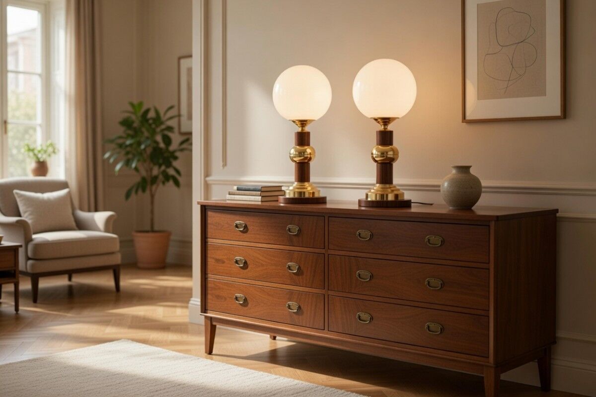 A pair of Art Deco table lamps from around 1950, Poland.