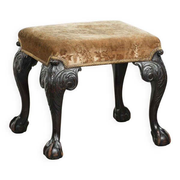 Siège / ottoman néerlandais antique du XVIIIe siècle en tissu velours — Beyit