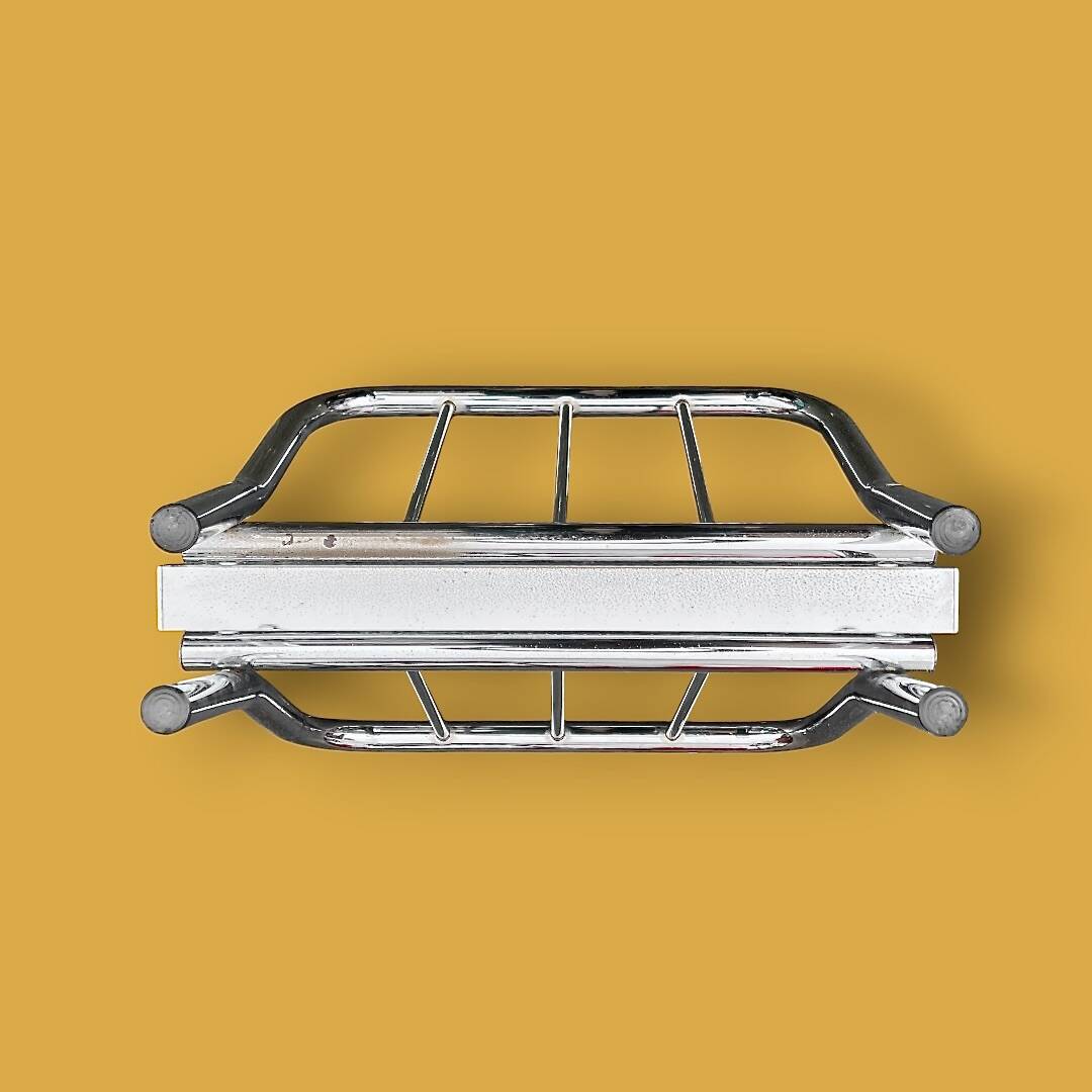 Vintage chrome-plated metal magazine rack – 1970s