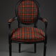 Medallion Chair with Tartan Fabric, Early XXth century