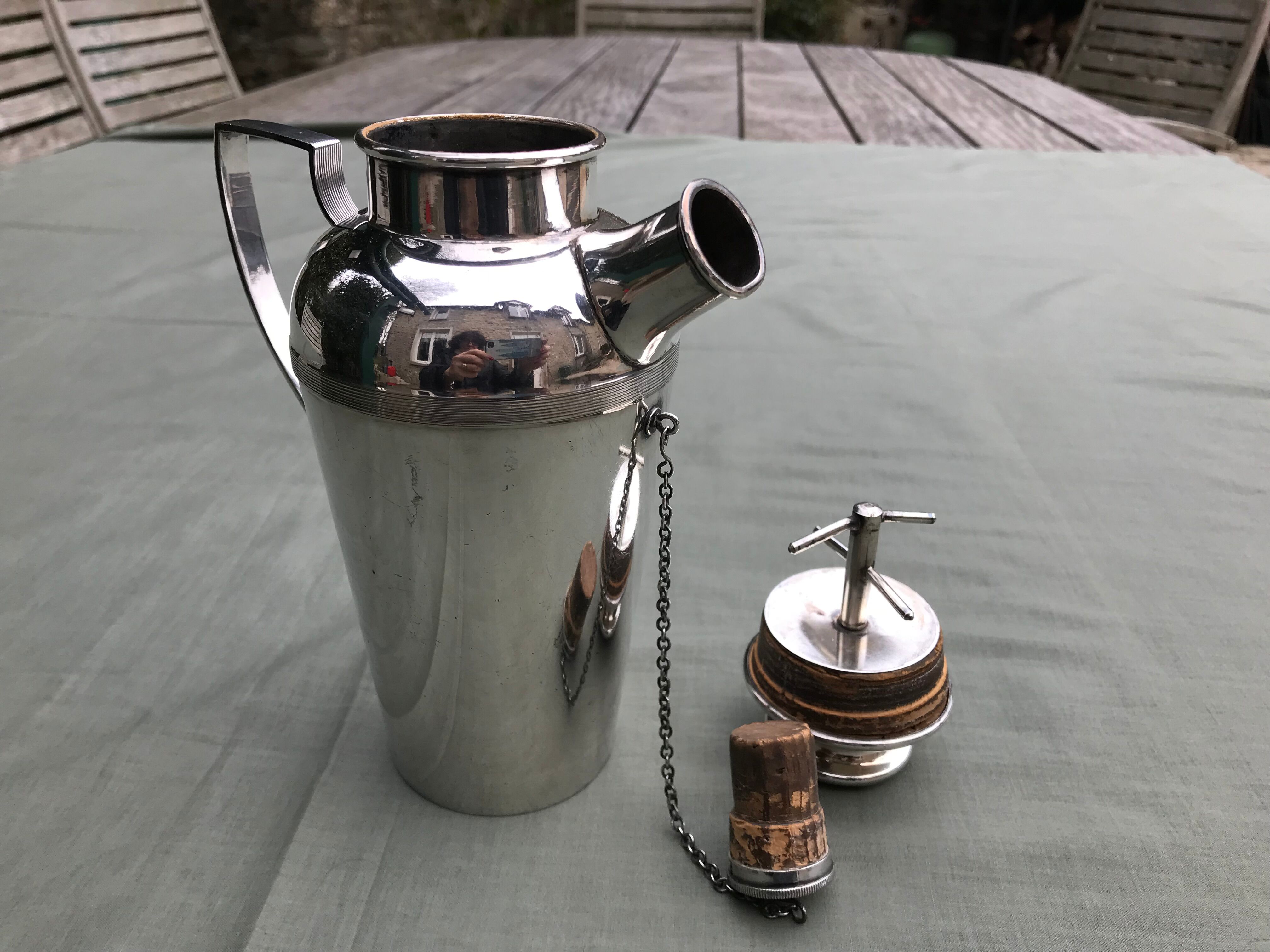 Old silver metal shaker