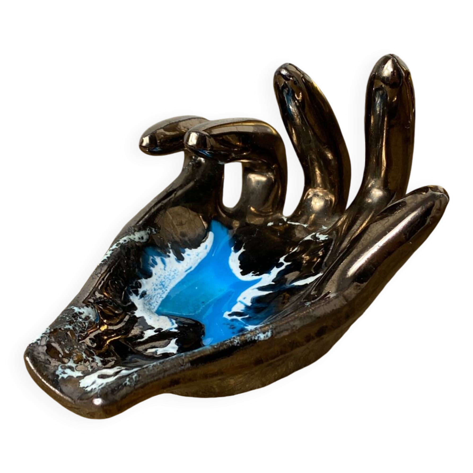 Vallauris iridescent ceramic hand emptier