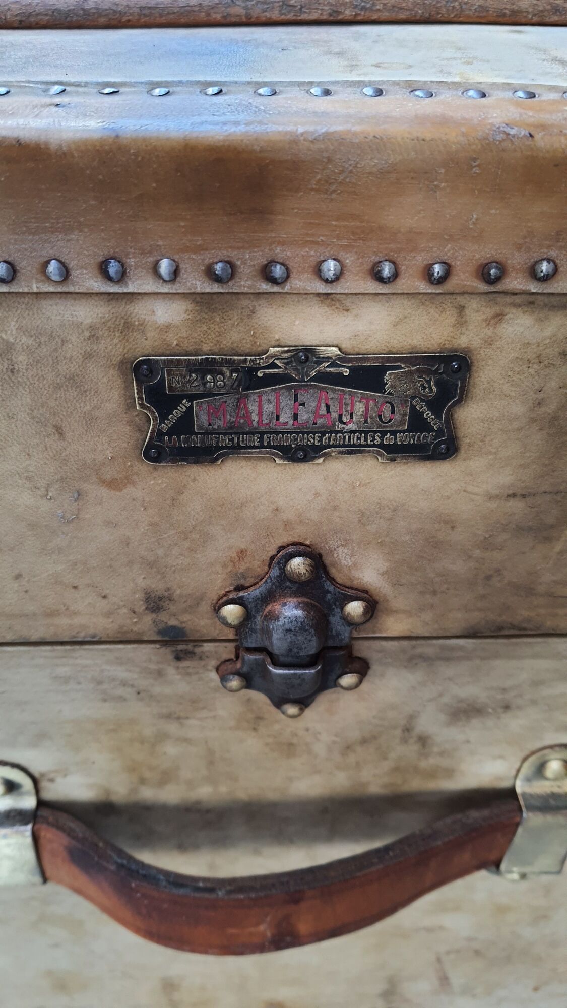 Malle auto travel trunk made of pigskin