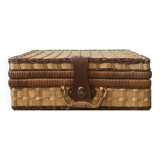 Wicker and blue gingham briefcase