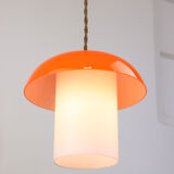 Lampe en verre orange et champignon en laiton du milieu du siècle