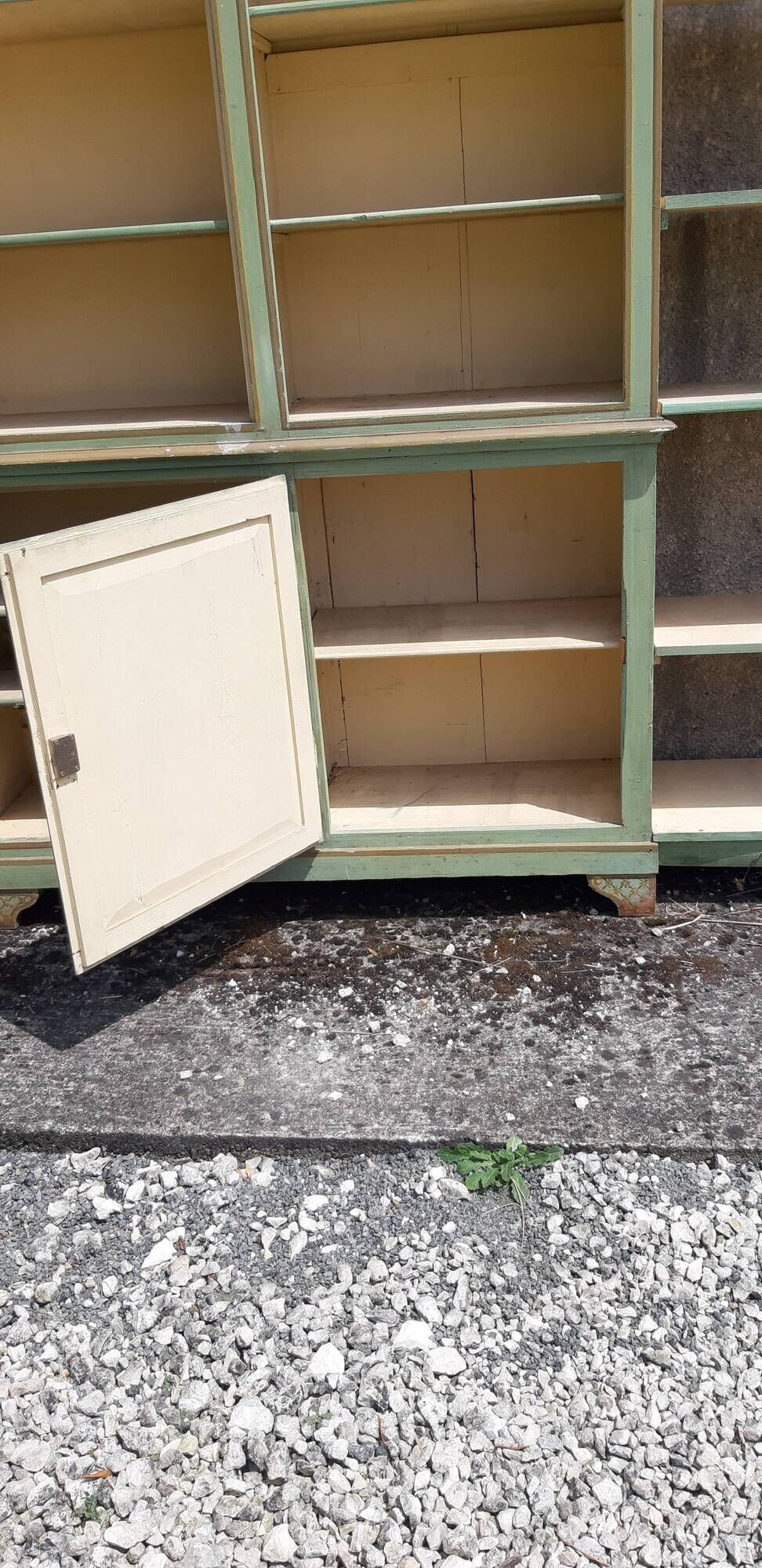 2 library furniture ceruse wood green and gold