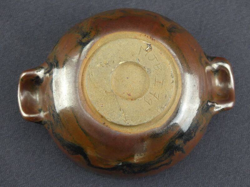 Pair of vintage glazed stoneware bowls signed MJB