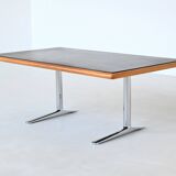 Warren Platner writing desk leather and oak Knoll United States 1970