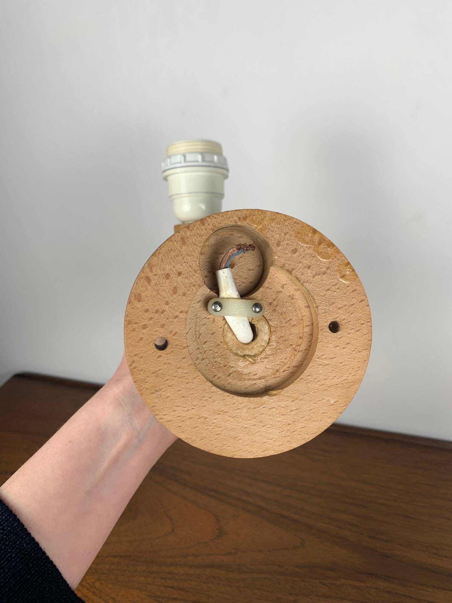 Scandinavian wooden wall light duo, beech, minimalist 1980