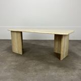 Table basse travertin rectangle bords arrondis