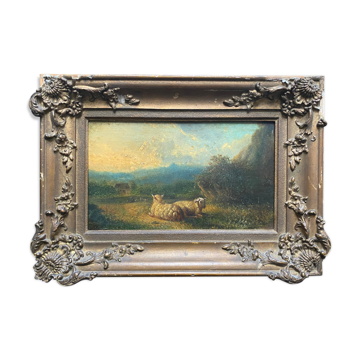 HSP painting "Pastoral with lambs" by Petrus Marius Brouwer (1819/1886)