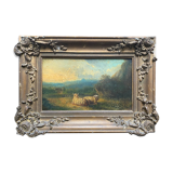 HSP painting "Pastoral with lambs" by Petrus Marius Brouwer (1819/1886)
