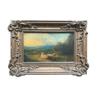 HSP painting "Pastoral with lambs" by Petrus Marius Brouwer (1819/1886)