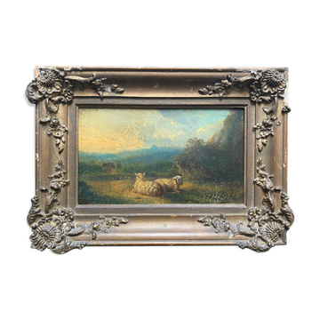 HSP painting "Pastoral with lambs" by Petrus Marius Brouwer (1819/1886)