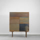 Set of 2 mid-century modern scandinavian hand-painted birch cabinet & sideboard, 1960s
