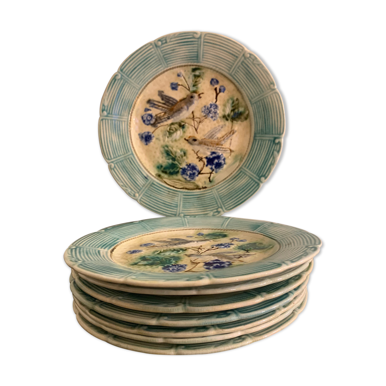 8 dessert plates in late 19th century dabbling