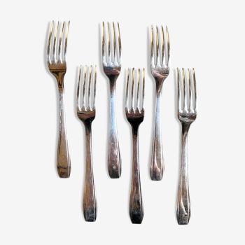 6 fourchettes en métal argenté